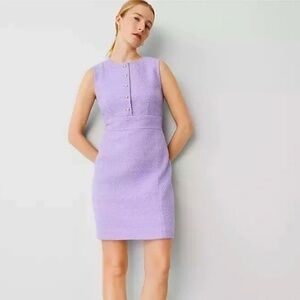 Ann Taylor Tweed Button Shift Dress Radiant Amethyst